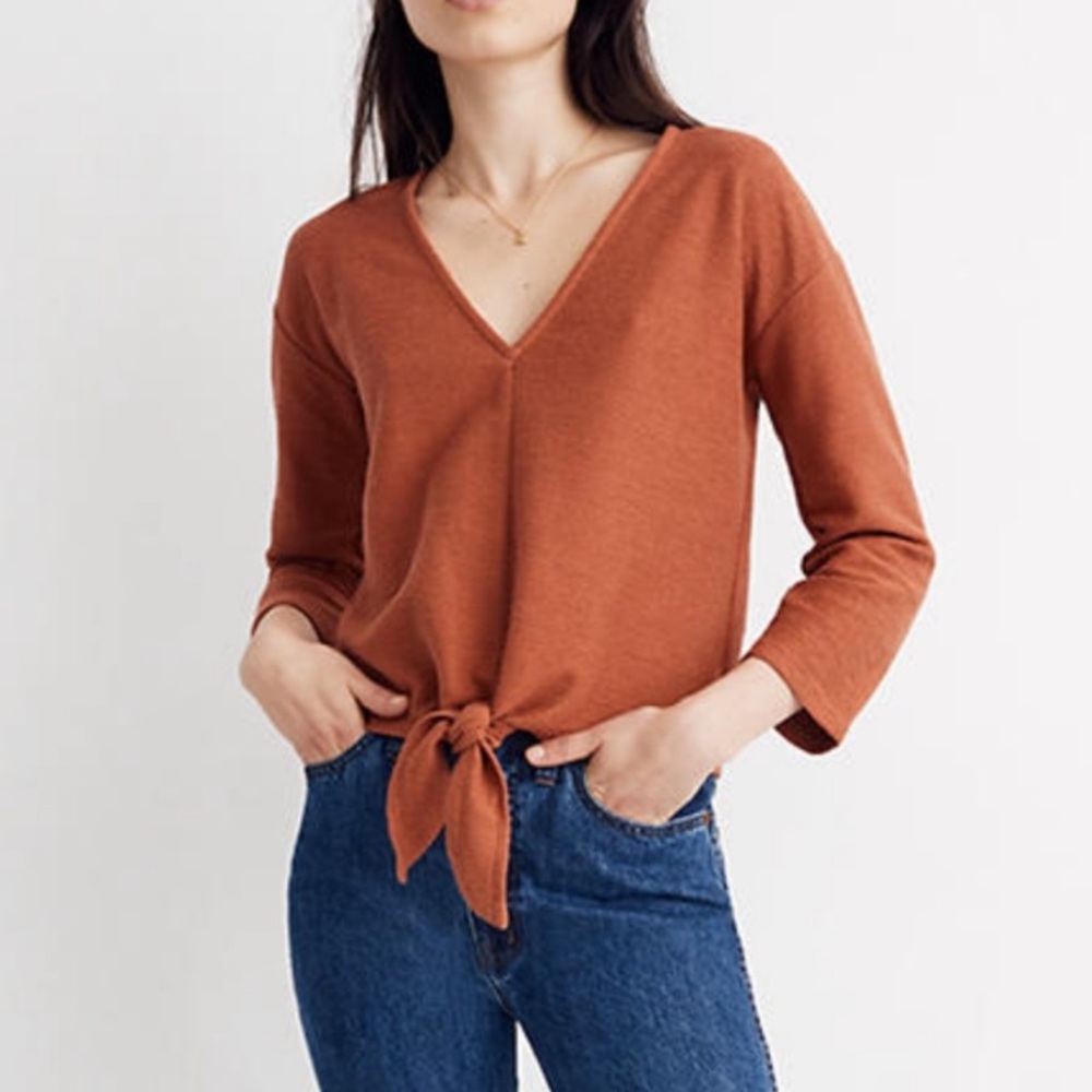 Madewell Texture & Thread tie-front dolman top